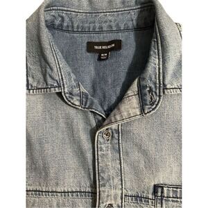 TRUE RELIGION Mens Denim Shirt Long Sleeve Oversized M Medium‎ Blue